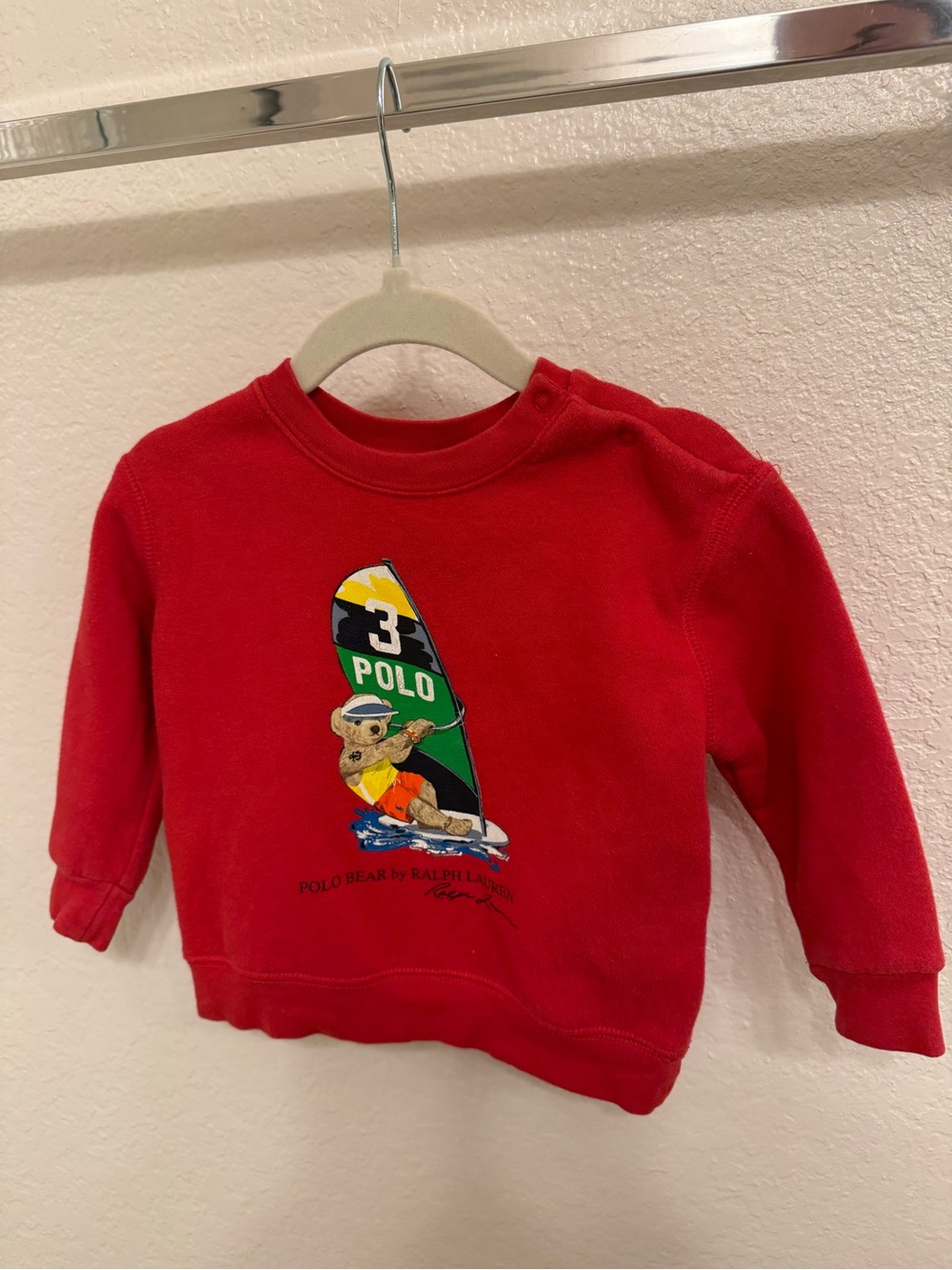Ralph Lauren Red Polo Bear Sail Graphic Crewneck Sweatshirt - Kids